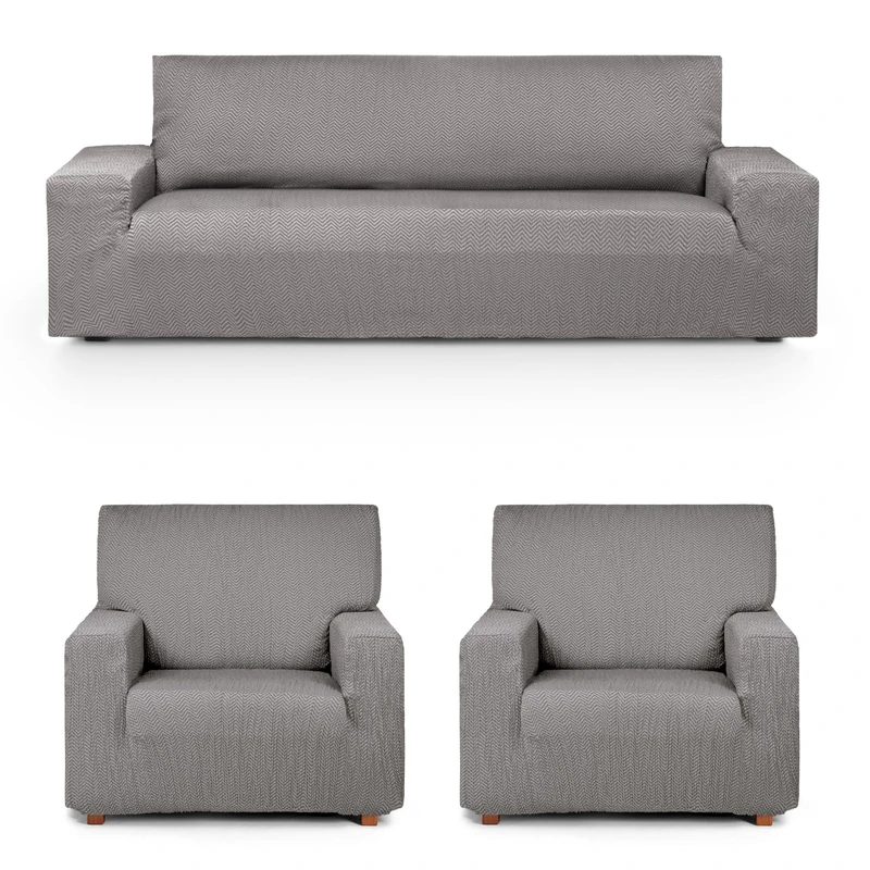 Eysa Luz Stretch Sofa Cover Pack Trio 3 + 1 + 1 Seater Grey