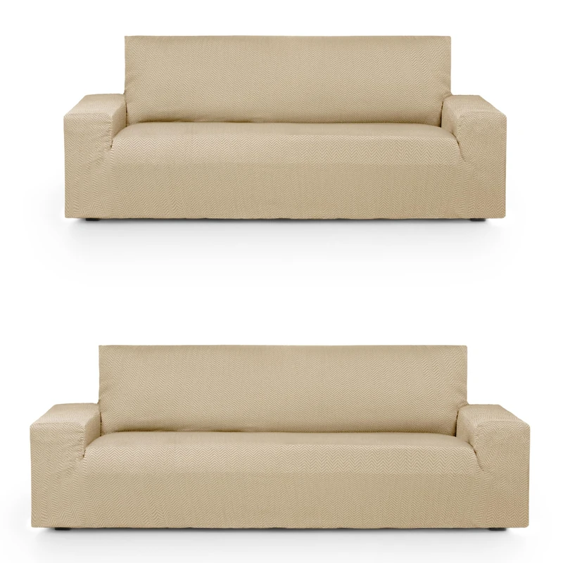 Eysa Luz Elastic Sofa Cover Pack Duo 3 + 2 Seater Beige