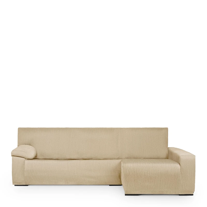 Eysa Light Sofa Cover for Chaise Longue with Long Arm Right Side Front View Beige