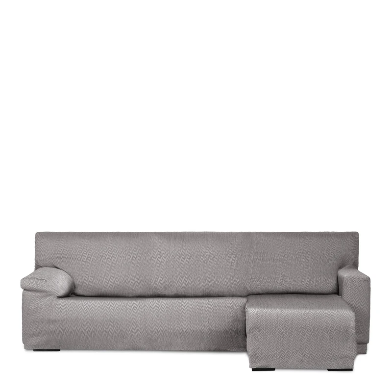 Eysa Light Sofa Cover for Chaise Longue Mini with Short Arm Right Side Front View Grey