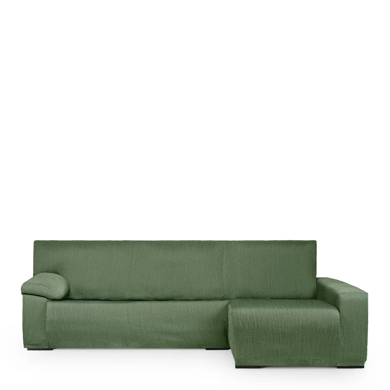 Eysa Light Sofa Cover for Chaise Longue Mini with Long Arm Right Side Front View Green