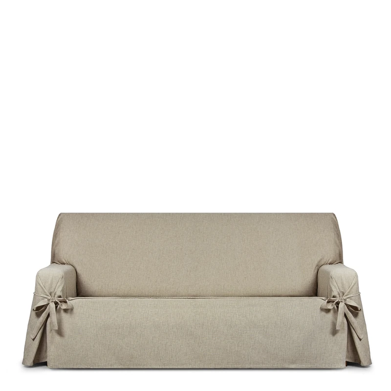 Eysa Genna Sofa Cover with Ties, Stain Resistant, 4 Seater Beige