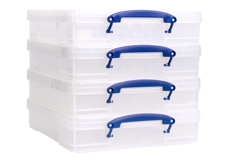 Really Useful Plastic Storage Box 7L Clear Pack of 4