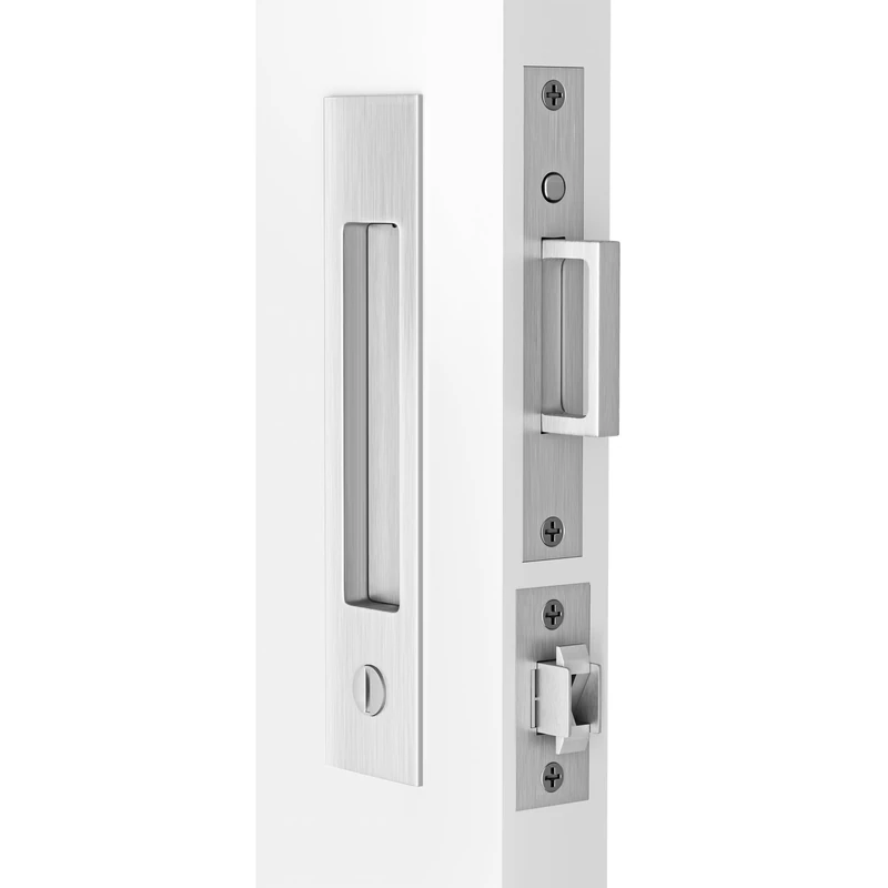 Dontay Pocket Door Hardware with Lock Privacy,Recess Edge Pull,Brush Nickel