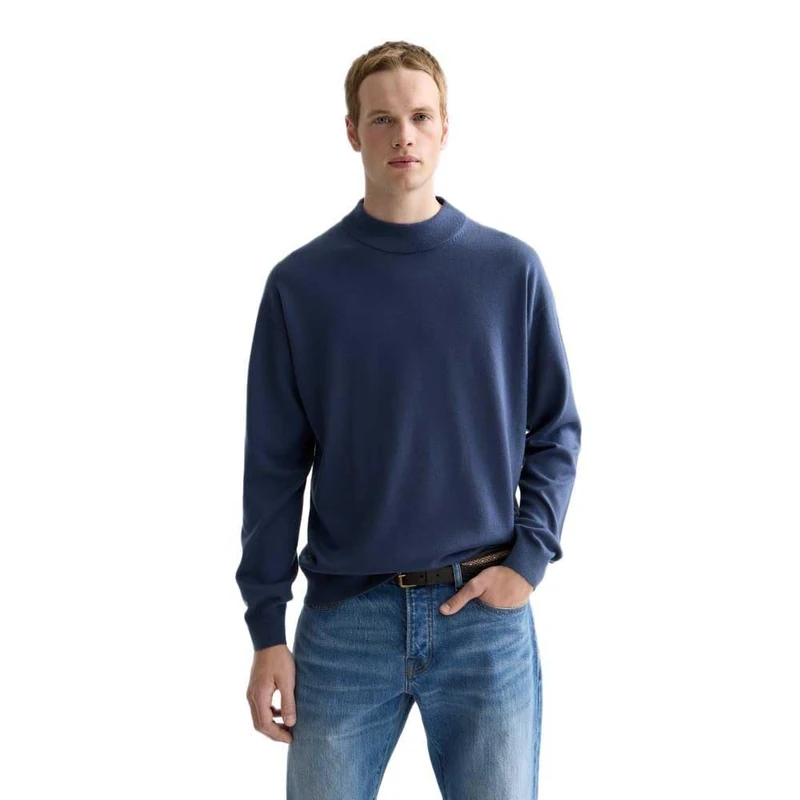 Scotch & Soda Men's Dropped Shoulder Pullover Mock Neck Sweater, Oceana, L