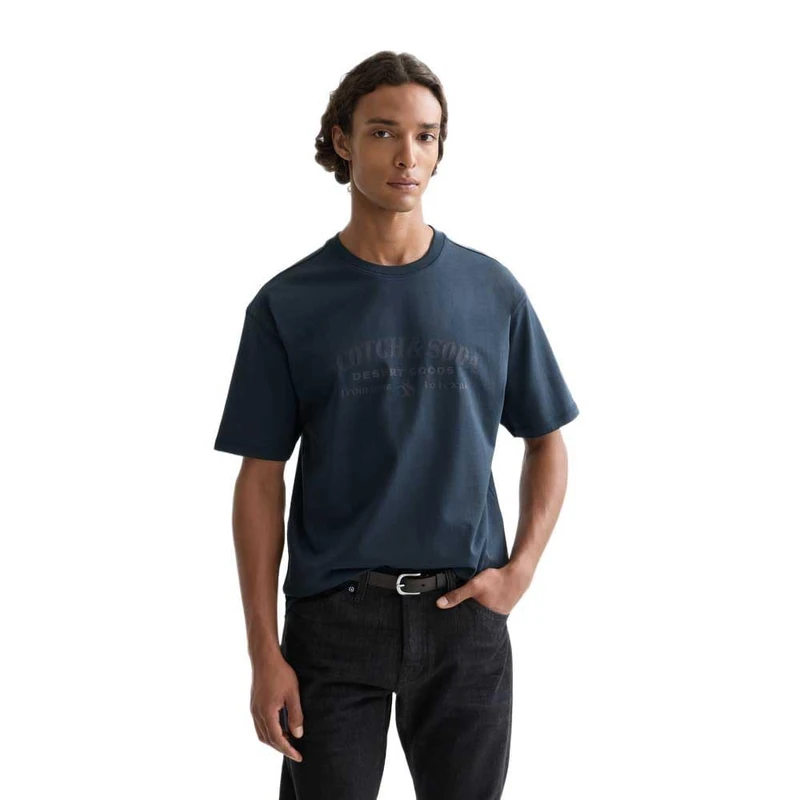 Scotch & Soda Men's Front Artwork Relaxed-Fit T-Shirt, Carbon 001, M - Image 1