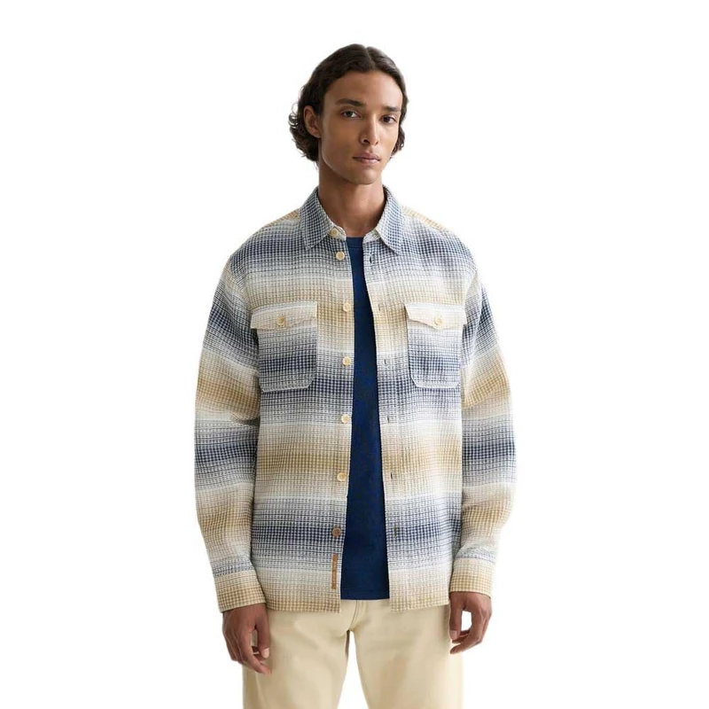 Scotch & Soda Waffle Structure Striped Ls Shirt