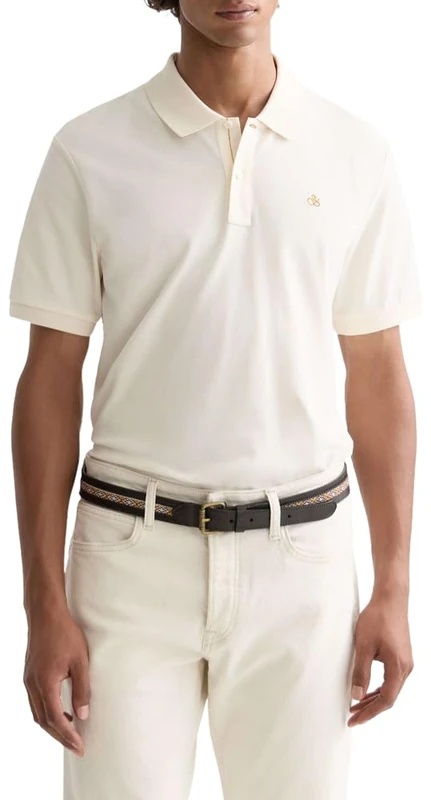 Scotch & Soda Men's Logo Polo Shirt, Eggnog, L