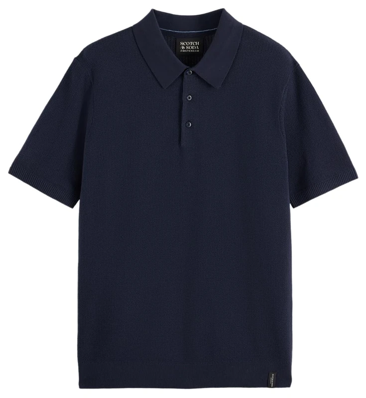 Scotch & Soda Men's Knitted Polo Shirt, Sky Captain 401, S