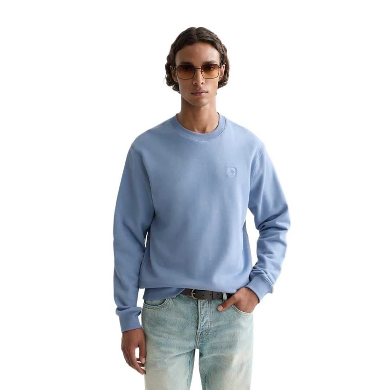 Scotch & Soda Men's Essential Badge Logo Crewneck Sweatshirt, Infinity 410, XL