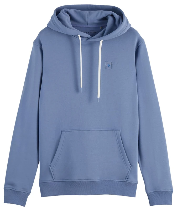 Scotch & Soda Men's Essential Badge Logo Hooded Sweatshirt, Infinity 410, S