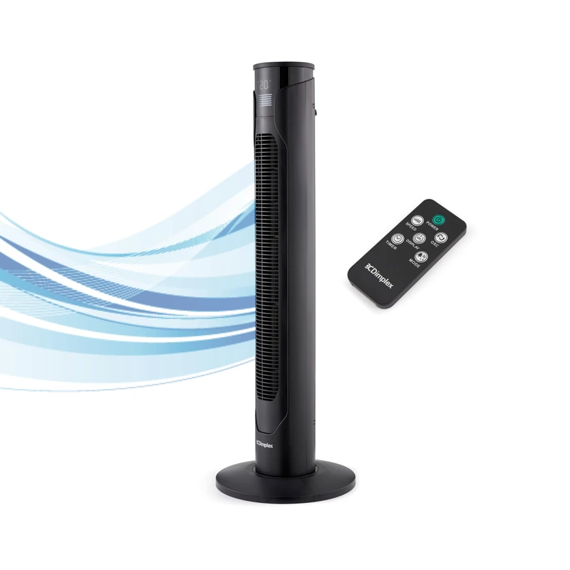Dimplex DXACF Tower Fan with Remote Control, Quiet Cooling for Bedroom & Office, 3 Speeds, 4 Modes, 65° Oscillation, LED Display, 12Hr Timer, Room Temperature Monitor - Anthracite