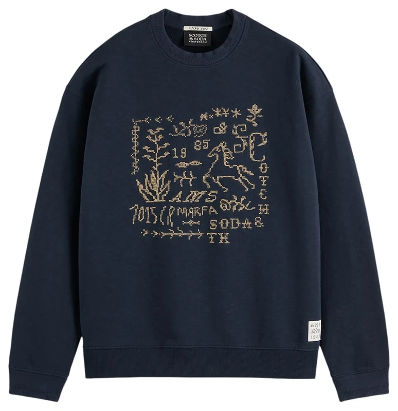 Scotch & Soda Front Artwork Relaxed-Fit Crewneck Sweatshirt