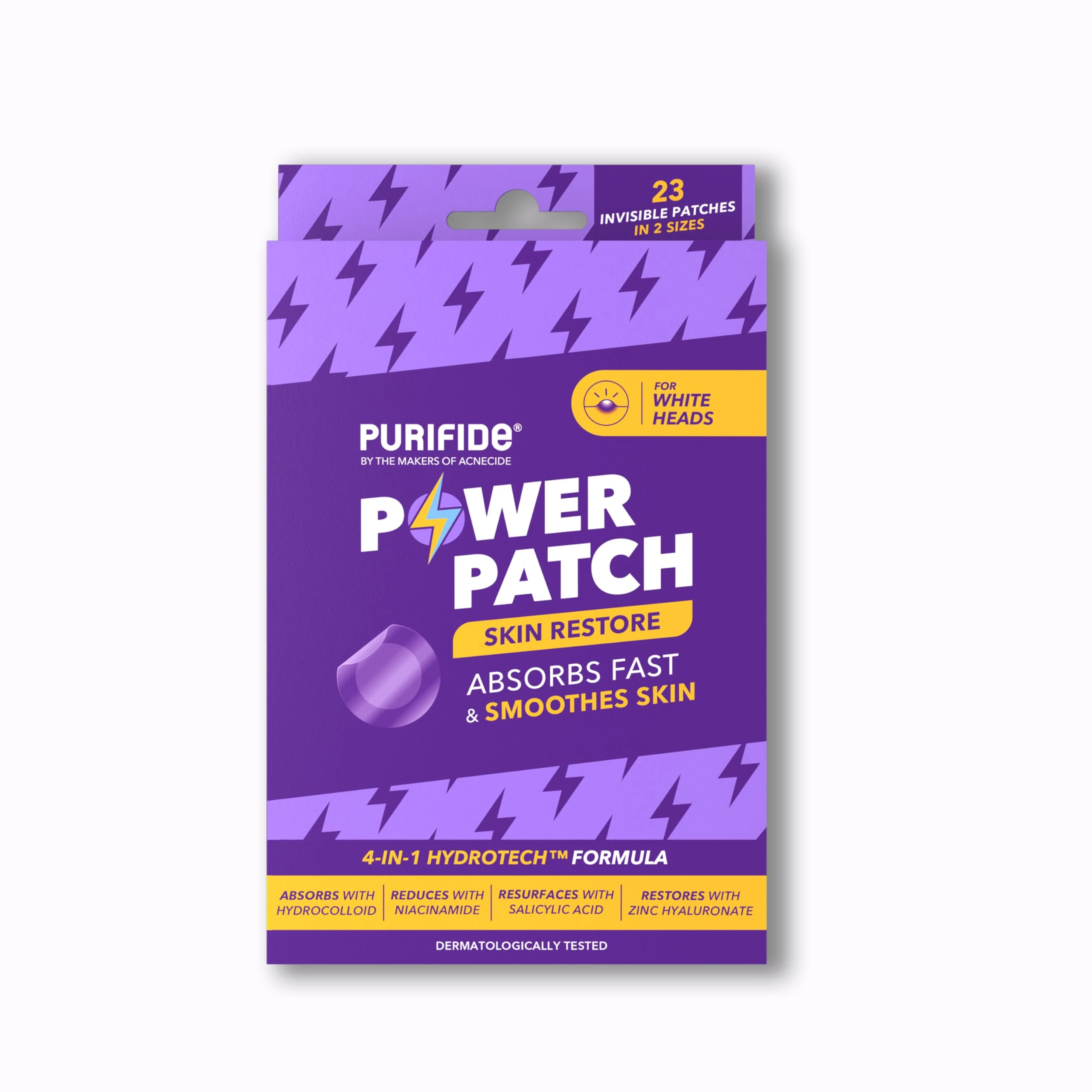 Purifide by Acnecide Skin Restore Pimple Patches, Patch Your Spot with Hydrocolloid & Salicylic Acid, 23 Absorbent Patches