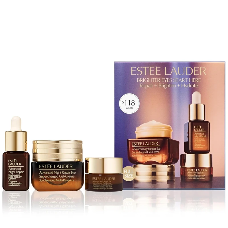 Estée Lauder Advanced Night Repair Eye Cream 3-Piece Travel Size Skincare Set | Repair + Brighten + Hydrate | Includes Face Serum 7ml + Eye Cream 15ml + 5ml