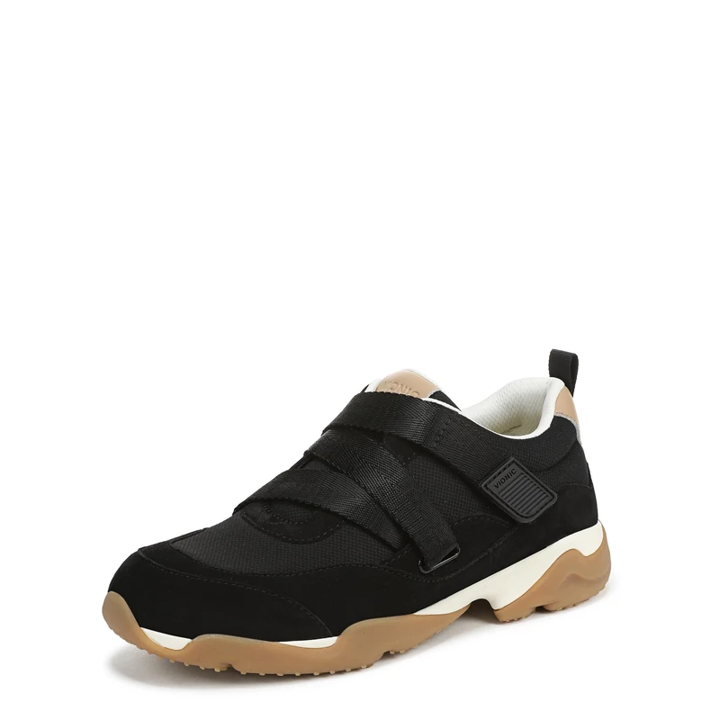 Vionic Womens Walk Slim Gia Adjustable Strap Trainers, Wide Fit, Black, UK 5