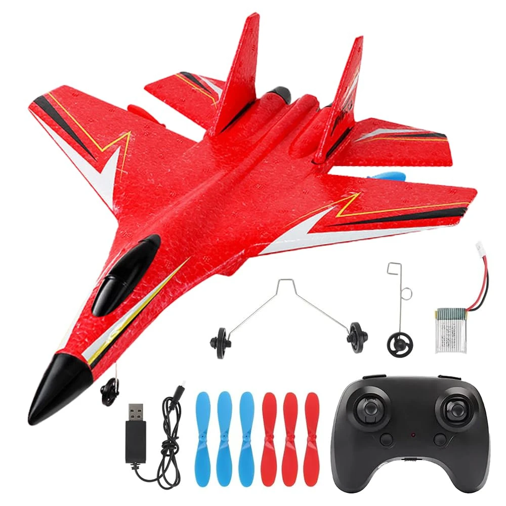 WDKXCN RC Airplane 2 Channe, 2.4GHz Remote Control Airplane with Wheel Landing Gear, Foam RC Plane, Remote Control Plane, Drone Planes for Beginners and Adults, Red