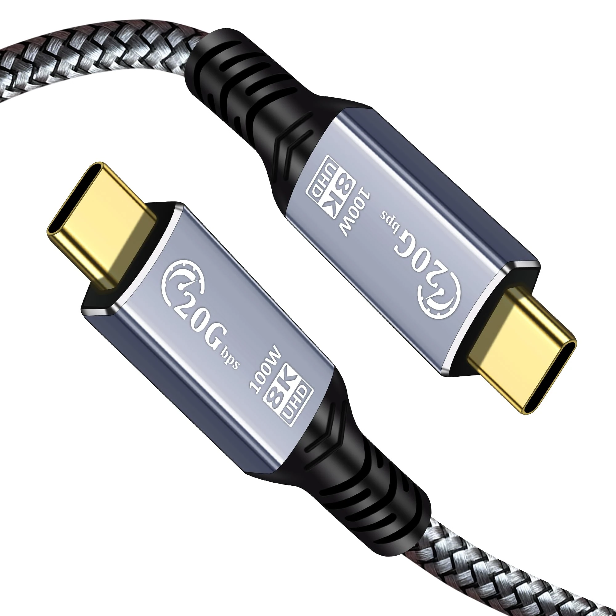 TanQY USB C to USB C Charger Cable 1.5M, USB C 3.2 Gen 2X2 Cable, 20Gbps High Speed Data Transfer, 100W Charging, for iPhone 15 Pro Max Plus, iPad Pro and More (Silver, 1.5M)