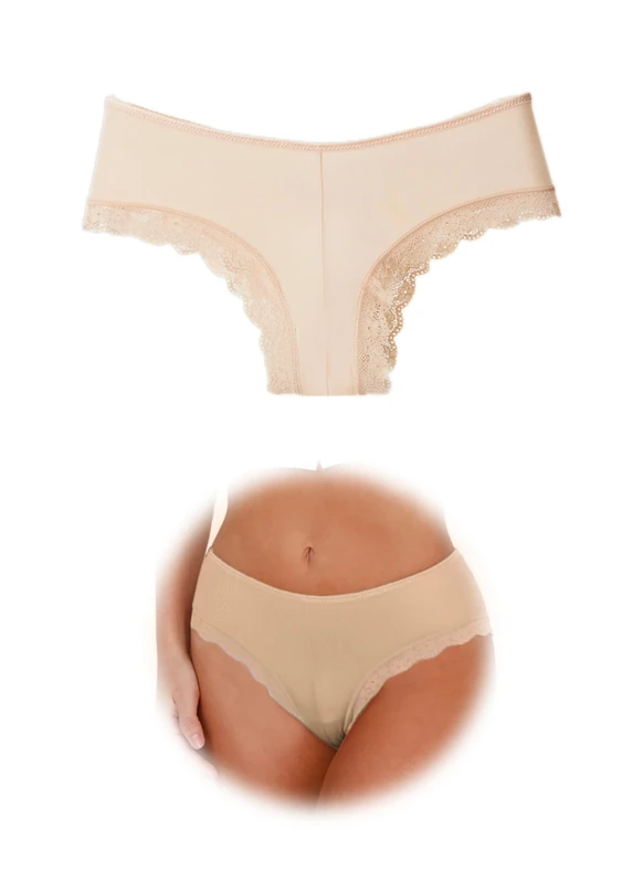APRSEA Ladies Knickers Mid Rise Silky Touch Lace Trim Stretch Comfort Fit Pants Sexy Woman Nude Pants XL