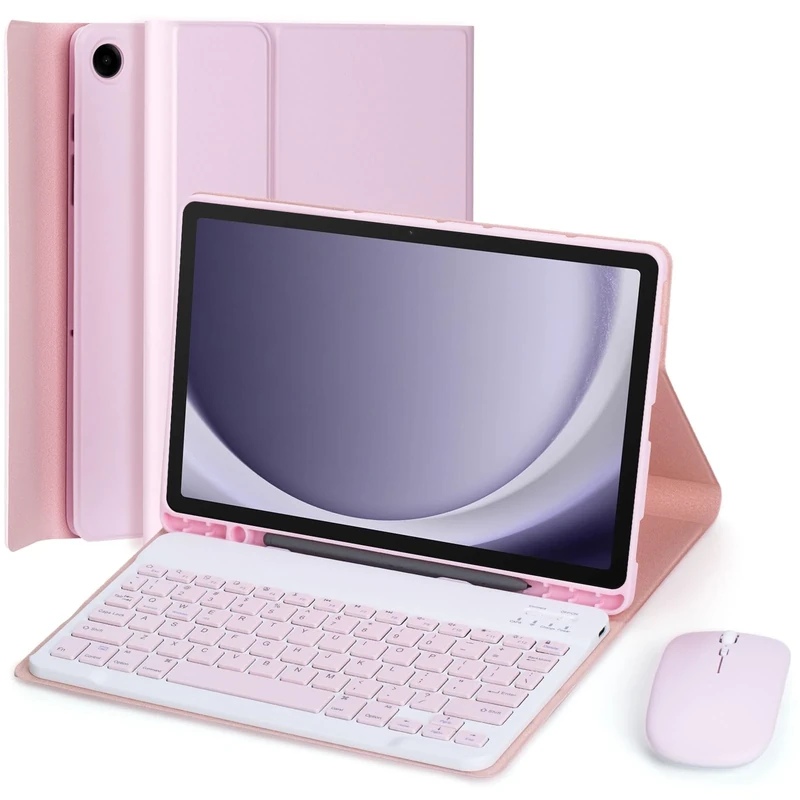 EHLCYS Keyboard Case for Samsung Galaxy Tab A11+ Plus 2025 / Galaxy Tab A9+ Plus 11 inches 2023, and Mouse, Detachable Bluetooth UK Layout Keyboard, Ultra-thin Cover with Pen Holder,Pink