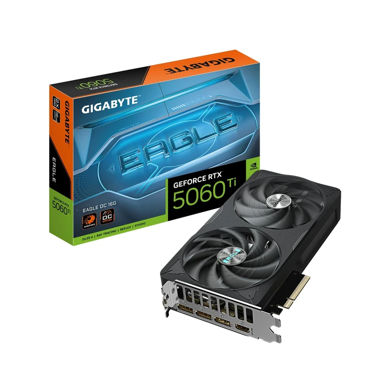 Gigabyte GeForce RTX 5060 Ti EAGLE OC 16G Graphics Card - 16GB GDDR7, 128bit, PCI-E 5.0, 2617MHz Core Clock, 3 x DisplayPort, 1 x HDMI, GV-N506TEAGLE OC-16GD