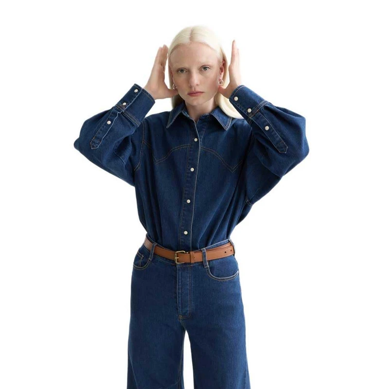 Scotch & Soda Women's Western Denim Shirt, TOP Notch V483, 40