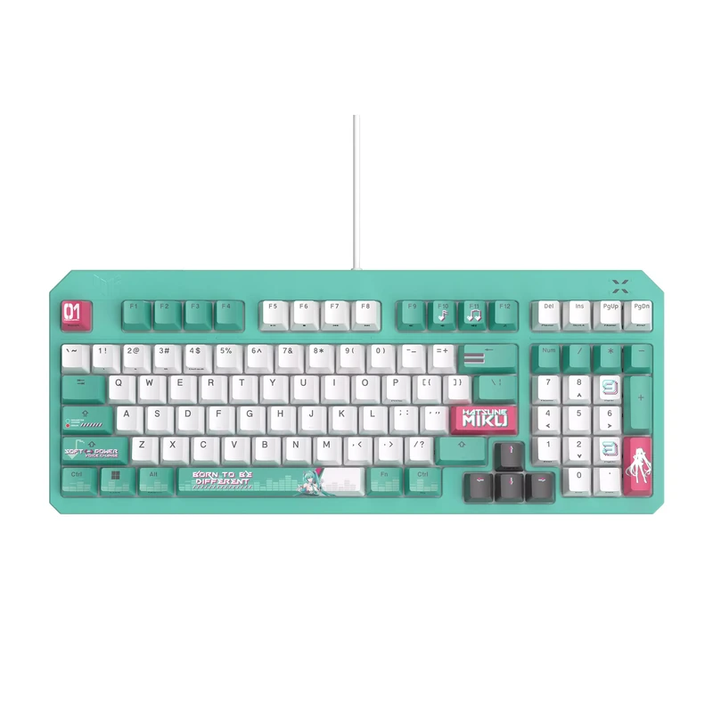 ASUS TUF Gaming K3 Gen II Hatsune Miku Edition Keyboard with Compact 97-Key Layout, Optical-Mechanical RGB switches, Silicone-Gasket Mount, dampening Foam, IP57 Waterproofing, a Detachable top Plate