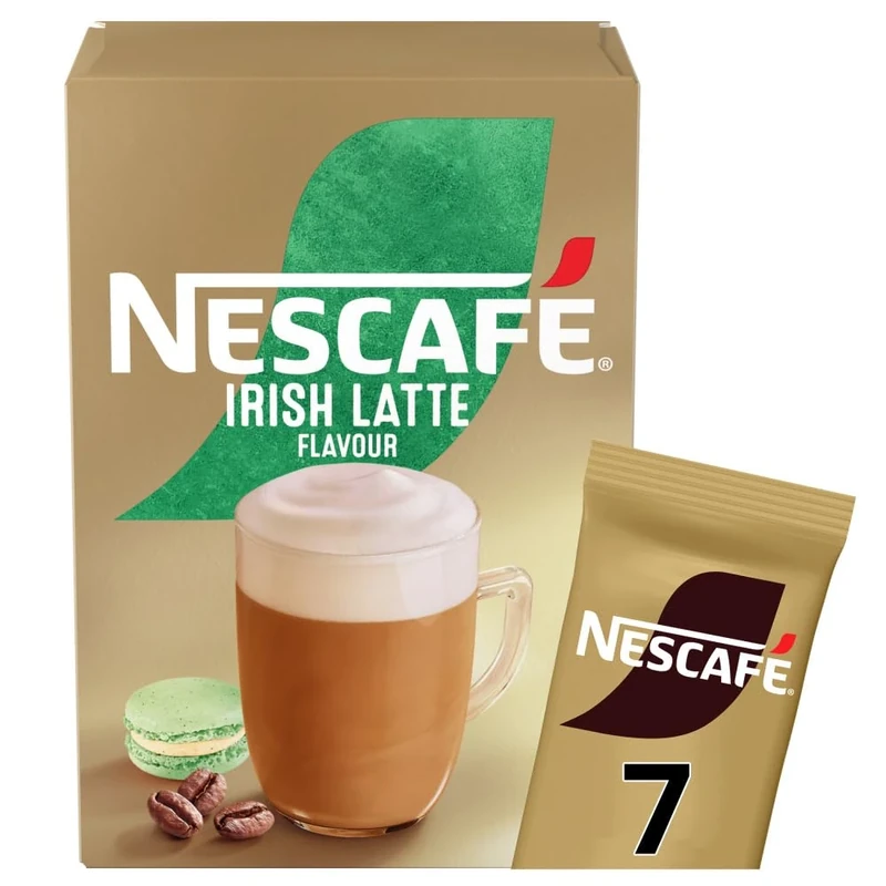 NESCAFÉ Irish Latte Instant Coffee 7 Sachets, 100percent Responsibly Sourced Coffee Pack of 1