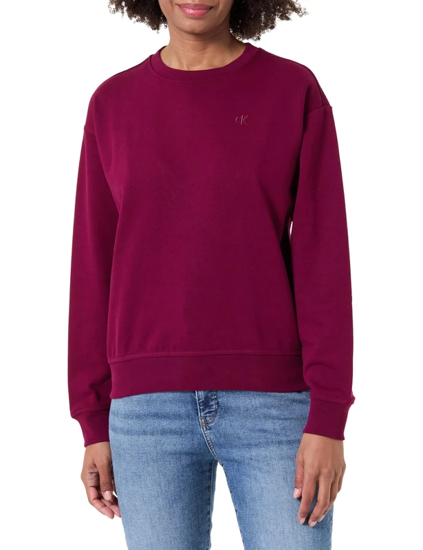 Calvin Klein Women's LS ARCHIVE LOGO FRENCH TERRY RLX LV047B236G Sweatshirts, PURPLE (Berry Glaze), M