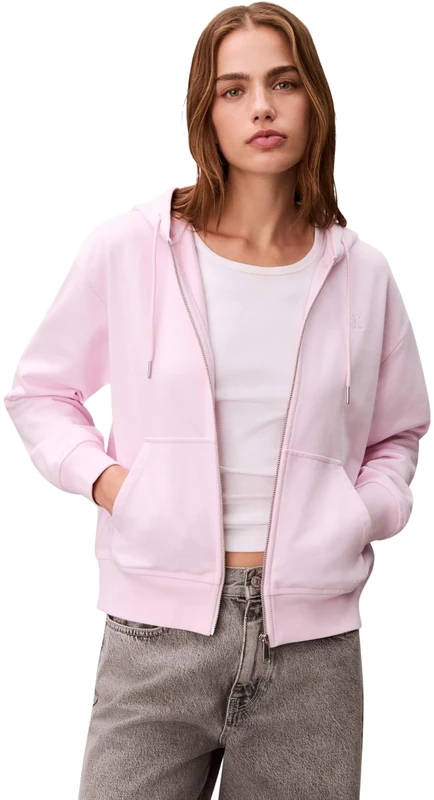 Calvin Klein Women's ARCHIVE LOGO FRENCH TERRY FZ HOO LV047B237G Sweatshirts, PINK (Pearly Pink), L