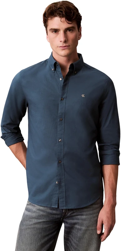 Calvin Klein Men's LS Solid Oxford Classic Shirt LV140EM125 Other Shirts, Blue (Navy Teal), S
