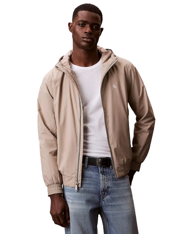 Calvin Klein Men's LS HOODED RIPSTOP HARRINGTON JKT LV04RE516G Jackets, BROWN (Vintage Khaki), XL