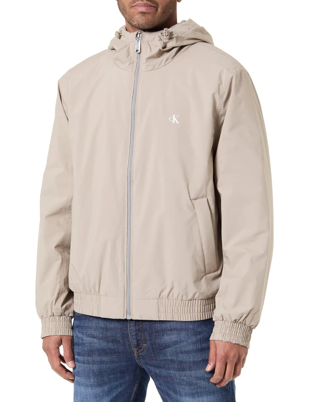 Calvin Klein Men's LS HOODED RIPSTOP HARRINGTON JKT LV04RE516G Jackets, BROWN (Vintage Khaki), M
