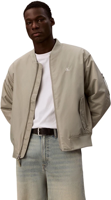 Calvin Klein Men's LS JEANS HERO BOMBER LV04RC526G Jackets, KHAKI (Forest Fog), XS