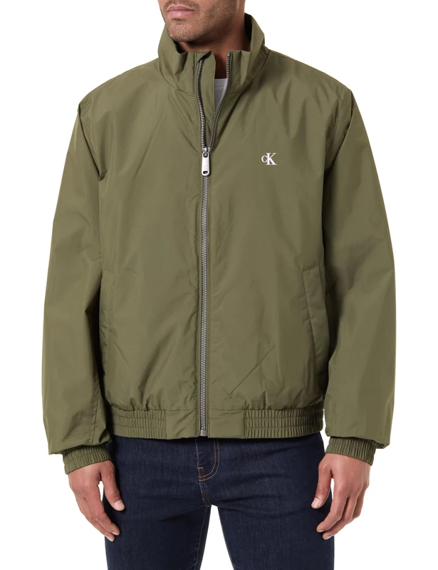 Calvin Klein Men's LS RIPSTOP PADDED HARRINGTON JKT LV04RE515G Jackets, BEIGE (Fatigue), M