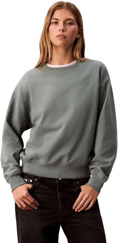 Calvin Klein Women's LS ARCHIVE LOGO FRENCH TERRY RLX LV047B236G Sweatshirts, GREY (Autumn Green), L