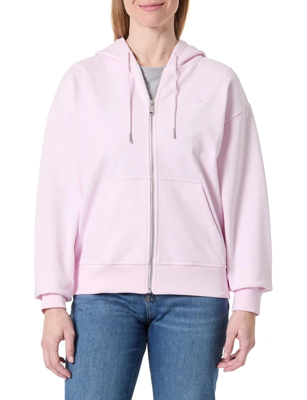 Calvin Klein Women's ARCHIVE LOGO FRENCH TERRY FZ HOO LV047B237G Sweatshirts, PINK (Pearly Pink), M