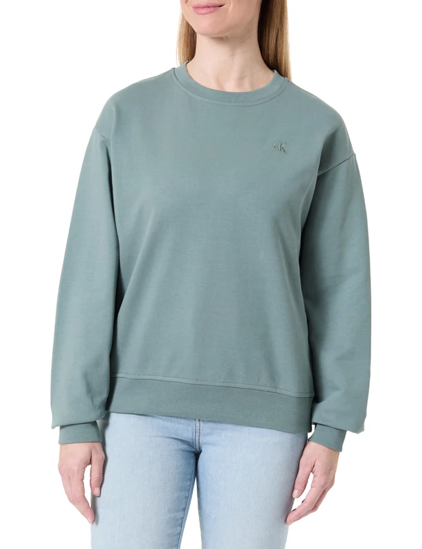 Calvin Klein Women's LS ARCHIVE LOGO FRENCH TERRY RLX LV047B236G Sweatshirts, GREY (Autumn Green), XS