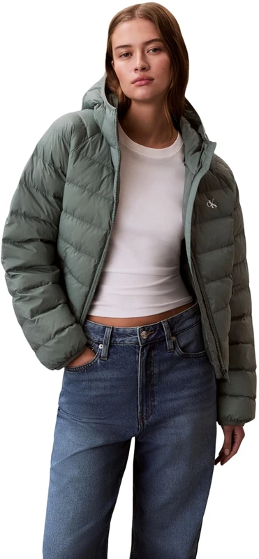 Calvin Klein Women's LIGHTWEIGHT QUILTED JACKET PACKA LV047C510G Jackets, GREY (Autumn Green), S