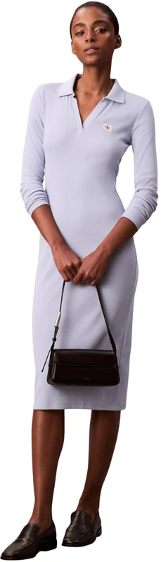 Calvin Klein Women's Johnny Collar Dress - Purple, Size S