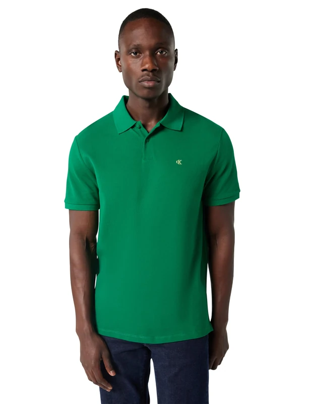 Calvin Klein Men's SS Monogram Pique Polo LV040EM269 S/S Polo, Green (Deco Green), M