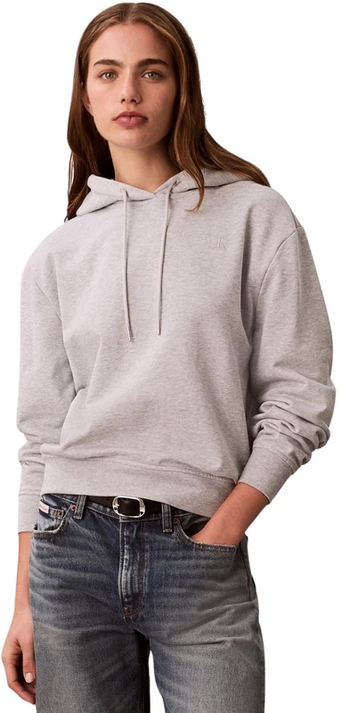Calvin Klein Women's LS FRENCH TERRY PO HOODIE LV047C224G Sweatshirts, GREY (History Heather), XL