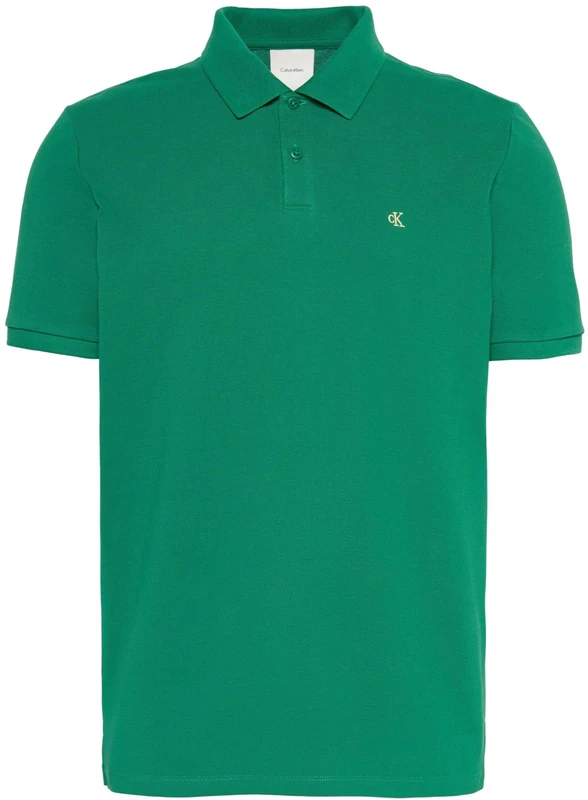 Calvin Klein Men's SS Monogram Pique Polo LV040EM269 S/S Polo, Green (Deco Green), XXL_Plus