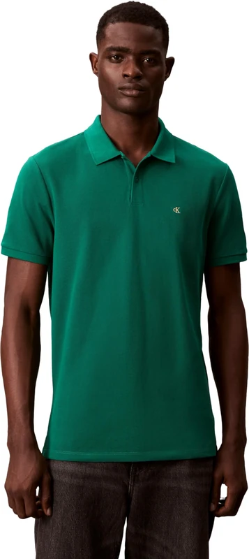 Calvin Klein Men's SS Monogram Pique Polo LV040EM269 S/S Polo, Green (Deco Green), L
