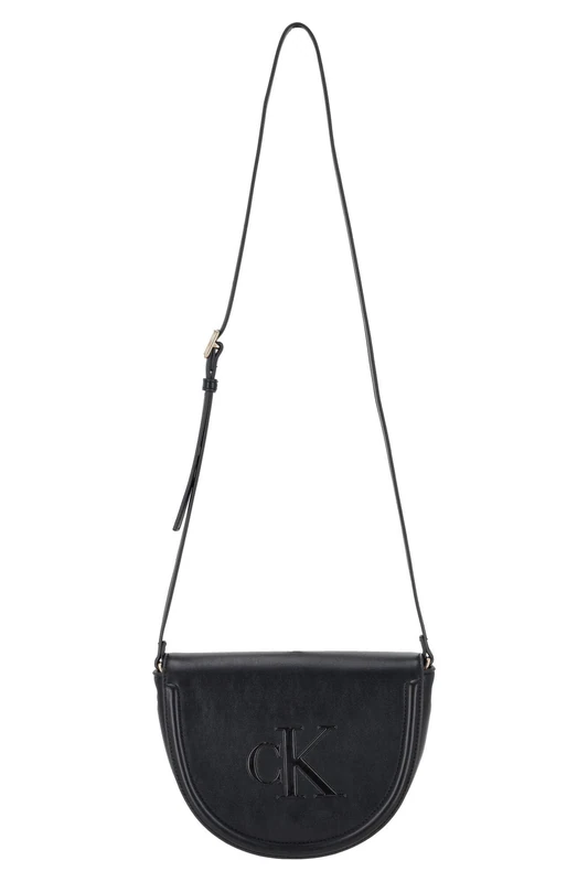 Calvin Klein Women's BOLD CK SADDLE CROSSBODY LV04F3221G Crossover, Black (Black), One Size