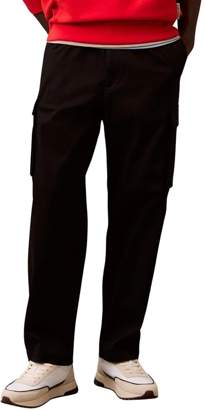 Calvin Klein Men's Cotton Pull ON Straight Cargo PA LV040EM616 Cargo, Black (Black), S