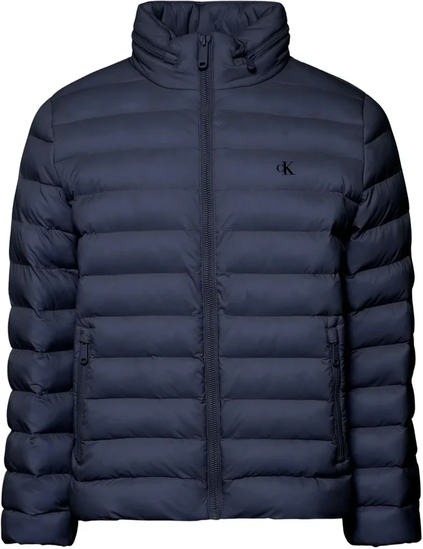 Calvin Klein Men's LS NYLON LT WT HOODED FZ PUFFER LV04RC511G Jackets, BLUE (Dark Sapphire), XL