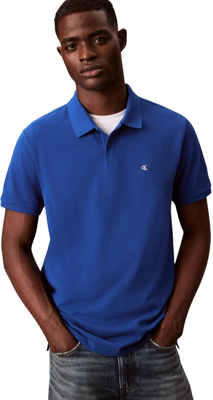 Calvin Klein Men's SS Monogram Pique Polo LV040EM269 S/S Polo, Blue (Chase Blue), XS