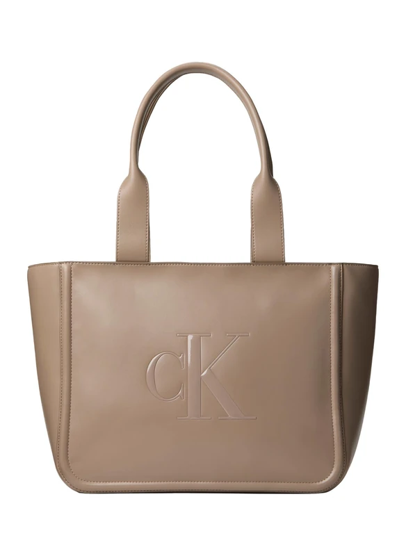 Calvin Klein Women's BOLD CK MEDIUM TOTE LV04F3218G Tote, Brown (Desert Taupe), One Size