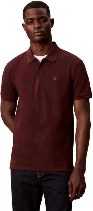 Calvin Klein Men's SS Monogram Pique Polo LV040EM269 S/S Polo, Purple (Mocha Brown), XXL_Plus